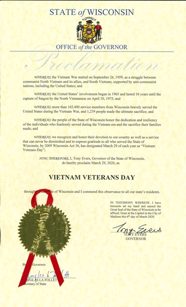 Wisconsin State Proclamation (2020)